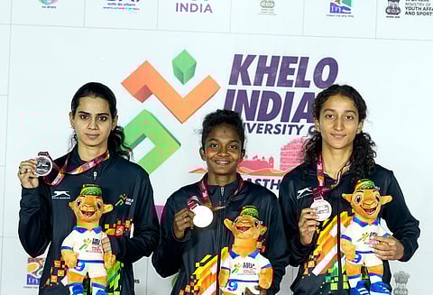 Keerthana (C) was one of the standouts on Monday as she captured women's 100m gold with an effort of 11.94 seconds