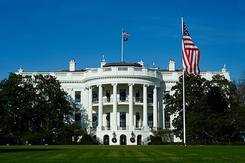 Wreaths decorate the White House on Monday, Dec. 1, 2025, in Washington.