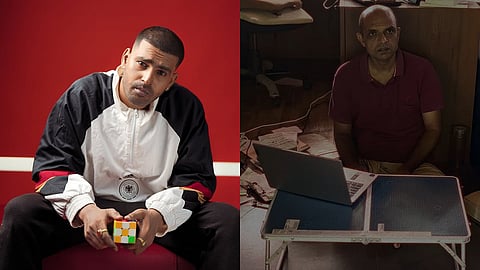 Murali Krishnan (L), Screengrab of GR Indugopan from the documentary film The Writer's Room (R)