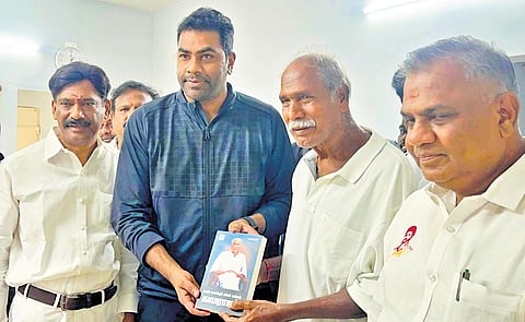 TVK general secretaries Bussy Anand and Aadhav Arjuna met Puducherry Chief Minister N Rangasamy at his residence on Tuesday.