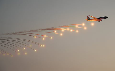 Navy personnel stage a high-intensity rescue and combat demonstration off the Shankhumukham beach in Thiruvananthapuram as part of the Navy Day celebrations on Wednesday.