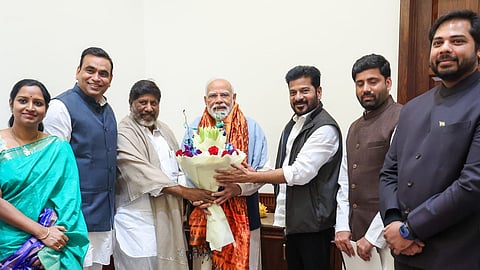 Chief Minister Revanth Reddy called on the Prime Minister in Parliament along with Deputy Chief Minister Mallu Bhatti Vikramarka.