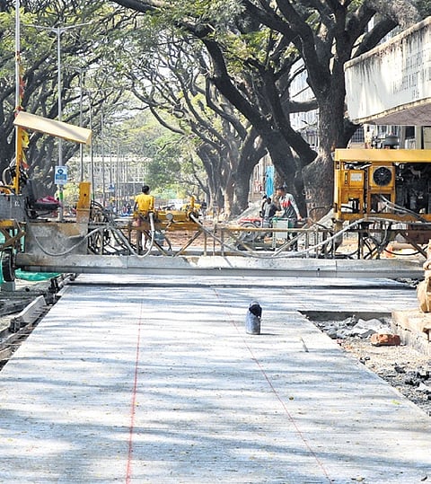 White-topping work has commenced on 104 roads, spanning 145.68 km across 14 packages at a cost of Rs 1,487 crore.