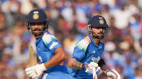 Raipur: India's Virat Kohli celebrates his half century during the second ODI cricket match of a series between India and South Africa, at Shaheed Veer Narayan Singh International Stadium, in Raipur, Chhattisgarh, Wednesday, Dec. 3, 2025.