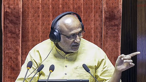 Rajya Sabha Chairman CP Radhakrishnan conducts proceedings in the House during the Winter session of Parliament.