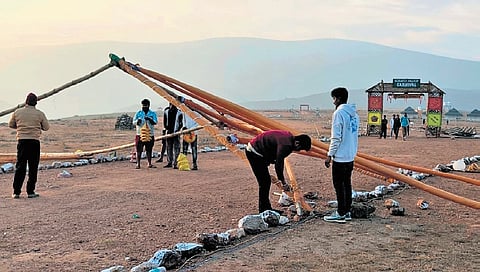 A cottage of the eco-retreat project being dismantled on Thursday | Express