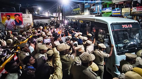 The path leading up the hill where the lamp-lighting takes place has been blocked with a police vehicle, and security has been tightened.