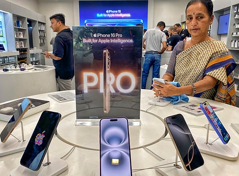 iPhone 16 and 16 Pro series at an Apple store in Bengaluru