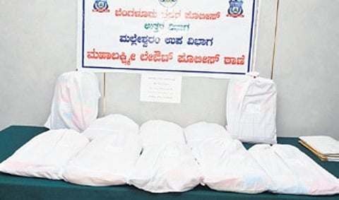 The bags of hydroponic ganja seized from the couple