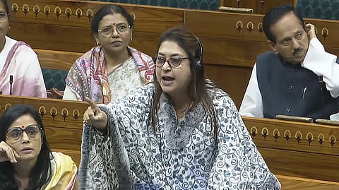 Trinamool Congress MP Shatabdi Roy speaks at the Lok Sabha during the Winter Session of Parliament on Friday.