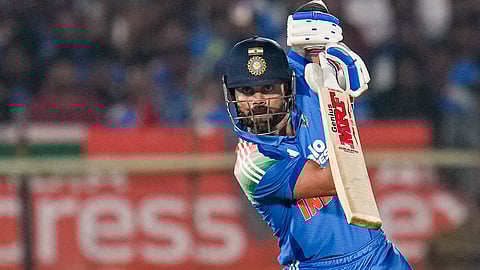 India's Virat Kohli plays a shot during the third ODI against South Africa. (Photo | PTI)