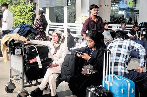 Passengers stranded at Chennai International Airport on Friday =