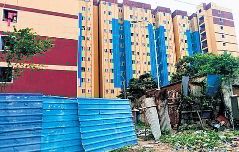The tenements at Meenambal Shivaraj Nagar comprises 308 housing units (stilt + 11 floors) constructed at an estimated cost of Rs 40.14 crore by the TNUHDB