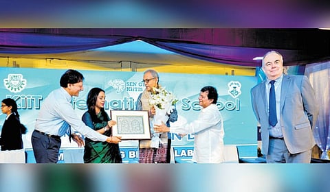 Abhijit Banerjee addressed the 11th foundation day of KiiT International School’s SEN Globe department.
