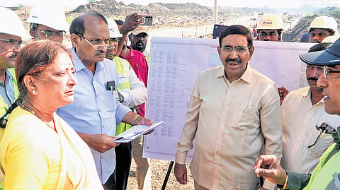 MA&UD P Minister Narayana speaking during a review visit on Tuesday