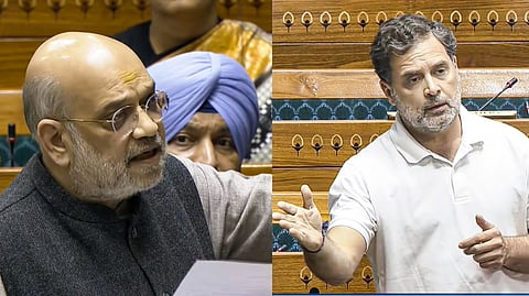 Union Home Minister Amit Shah and Leader of Opposition in Lok Sabha Rahul Gandhi speaks during a discussion on electoral reforms in Lok Sabha.