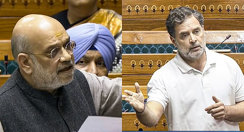 Union Home Minister Amit Shah and Leader of Opposition in Lok Sabha Rahul Gandhi speaks during a discussion on electoral reforms in Lok Sabha.