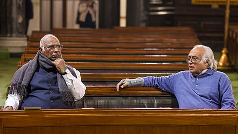 Congress President Mallikarjun Kharge and MP Jairam Ramesh
