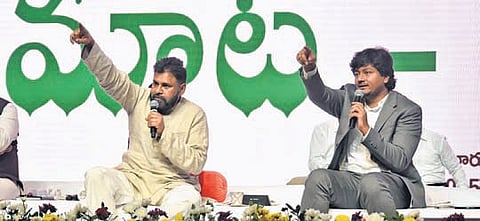 Dy CM Pawan Kalyan during the Mata Manti prog in Mangalagiri.