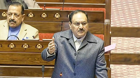 Union minister and BJP President J P Nadda in Rajya Sabha.