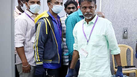 Election Staff check the EVMs at VVPAT Ware House.