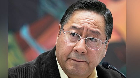 Bolivia's President Luis Arce listens to questions during a press conference at the presidential palace in La Paz, Bolivia, Aug. 21, 2025.