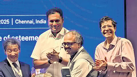 Industries Minister TRB Rajaa along with dignitaries at the Safe and Trusted AI Conclave organised by IIT Madras on Wednesday | Express