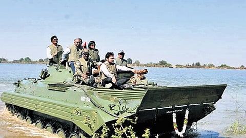 Ordnance Factory Medak successfully completes Amphibious Trials of BMP-II Variants on Friday.