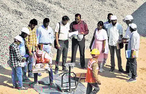 A team from the Central Soil and Materials Research Station, operating under the Union Ministry of Jal Shakti, visits the Polavaram Irrigation Project site.