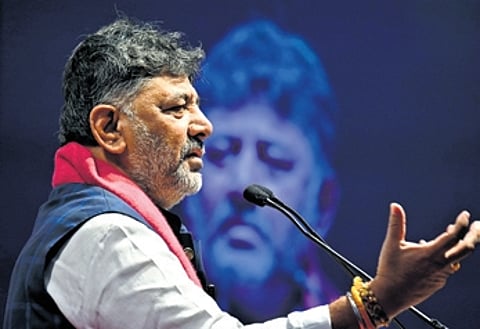 DK Shivakumar at an event in Bengaluru on Saturday