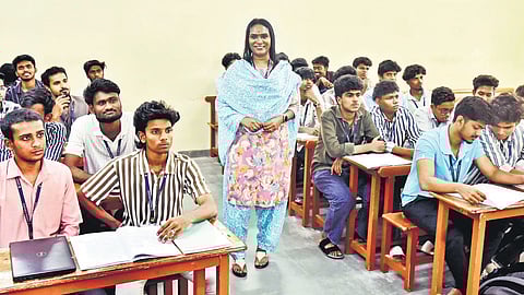 Dr N Jency with her students at Loyola College in Chenna.