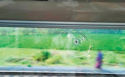 Official sources said only the outer glass layer was damaged.