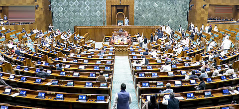 BJP MP Dilip Saikia presides over the Lok Sabha during the Winter session of Parliament, in New Delhi, Monday, Dec. 15, 2025.