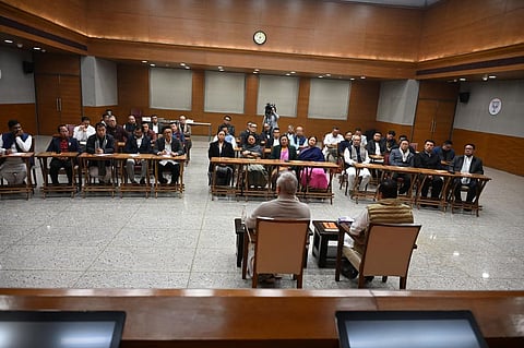 Manipur Congress president Keisham Meghachandra Singh took to X to criticise the exercise, sharing photographs from the meeting and writing, “Instead of restoring law and order in Manipur, the BJP has reduced its MLAs to students, attending crash courses in Delhi