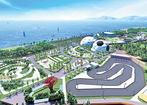 Blueprint of the upcoming project on Bhavani Island in Vijayawada.