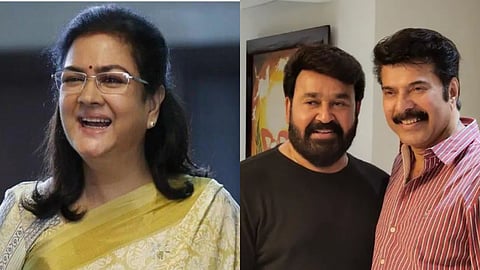 Urvashi has collaborated with Mammootty and Mohanlal in many films, starting from the 1980s onwards.