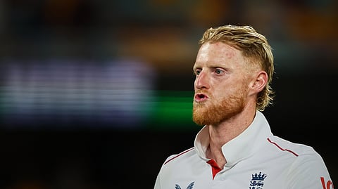 England's captain Ben Stokes leaves the field after losing the second Ashes cricket test match between Australia and England in Brisbane, Sunday, Dec. 7, 2025.