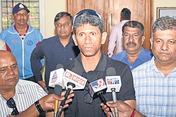 KSCA president Venkatesh Prasad speaks to the press in Mysuru on Tuesday