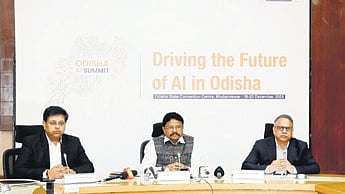 Electronics & IT min Mukesh Mahaling briefing about the forthcoming regional AI summit in Bhubaneswar.