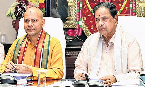 The TTD board meeting was held under the Chairmanship of BR Naidu along with TTD EO Anil Kumar Singhal and other board members at Annamayya Bhavan in Tirumala on Tuesday.