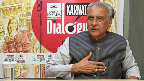 Chairman of the Karnataka Legislative Council Basavaraj Shivalingappa Horatti speaks during Express Dialoues at TNIE