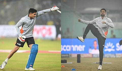 Skipper Suryakumar Yadav (R) and his deputy Shubman Gill are battling challenges of their own with less than two months to go for the T20 World Cup.