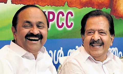 Leader of Opposition V D Satheesan (L) and Ramesh Chennithala
