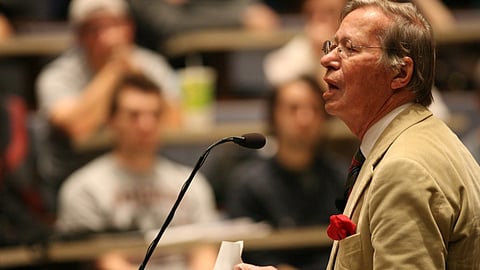 Legal scholar Ronal Dworkin delivering a lecture at Arizona State University