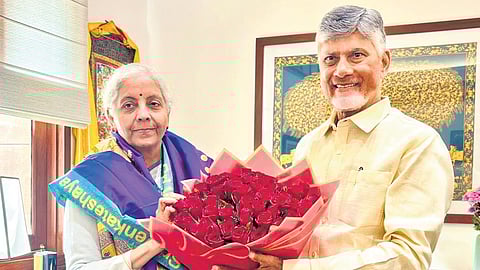 Chief Minister Nara Chandrababu Naidu meets Union Finance Minister Nirmala Sitharaman in New Delhi on Friday