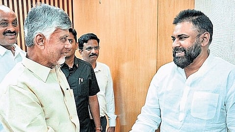 Andhra Pradesh CM Chandrababu Naidu with Deputy CM Pawan Kalyan