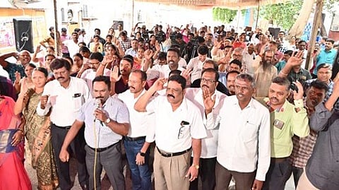 JACTTO-GEO, the umbrella organisation for government employees and teachers, has been intensifying its protests over their long-pending demands, particularly the restoration of the Old Pension Scheme.