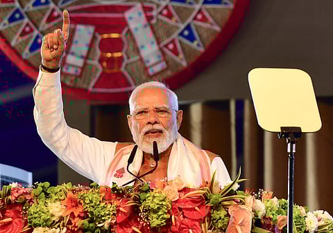 PM Modi addressing rally in West Bengal.