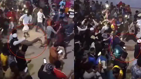 A screengrab from a video circulating on X purportedly shows Dipu Chandra Das being dragged through the streets by a mob in Mymensingh before he was lynched and set on fire. The authenticity of the clip could not be independently verified.