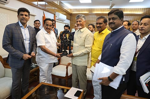 CM Nara Chandrababu Naidu met Union Jal Shakti minister CR Patil in Delhi on Friday.